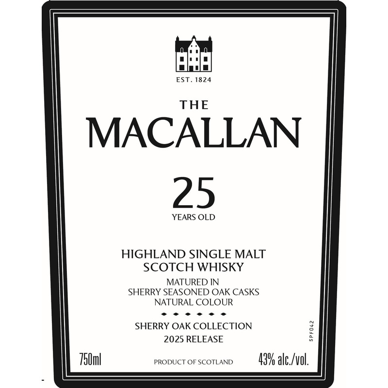 The Macallan 25 Year Old Sherry Oak Highland Single Malt Scotch Whisky 2025 Release