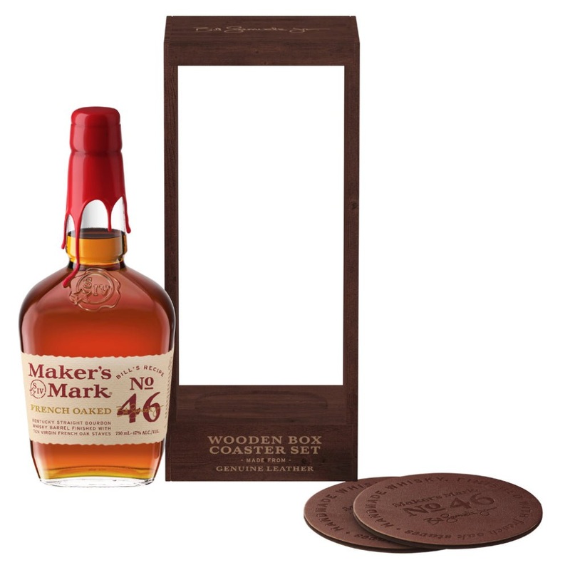 Maker’s Mark 46 Limited Edition Gift Set W/ Wood Box & 2 Leather Coasters
