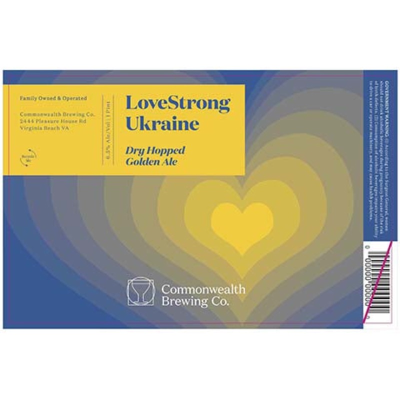 Commonwealth LoveStrong Ukraine Golden Ale 16OZ SINGLE CAN