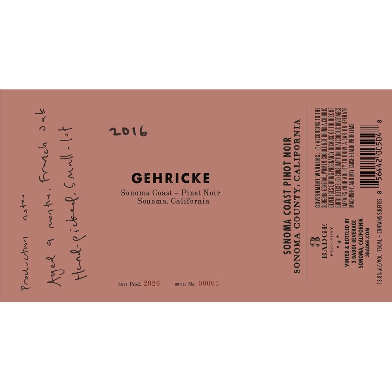 GEHRICKE PINOT NOIR SONOMA COAST 2020 750 mL
