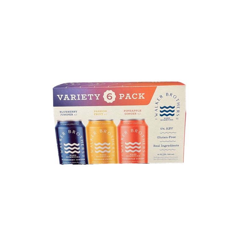 Walker Brothers Hard Kombucha Variety 6 Pack Cans