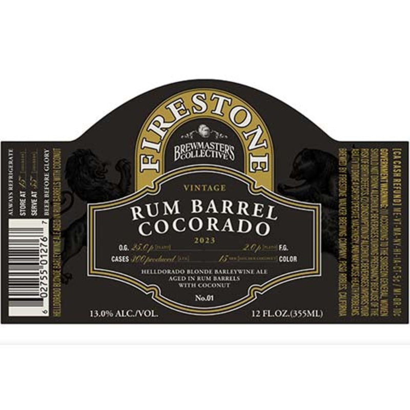 Firestone Walker Rum Barrel Cocorado Blonde Barleywine Ale 12OZ SINGLE BTL