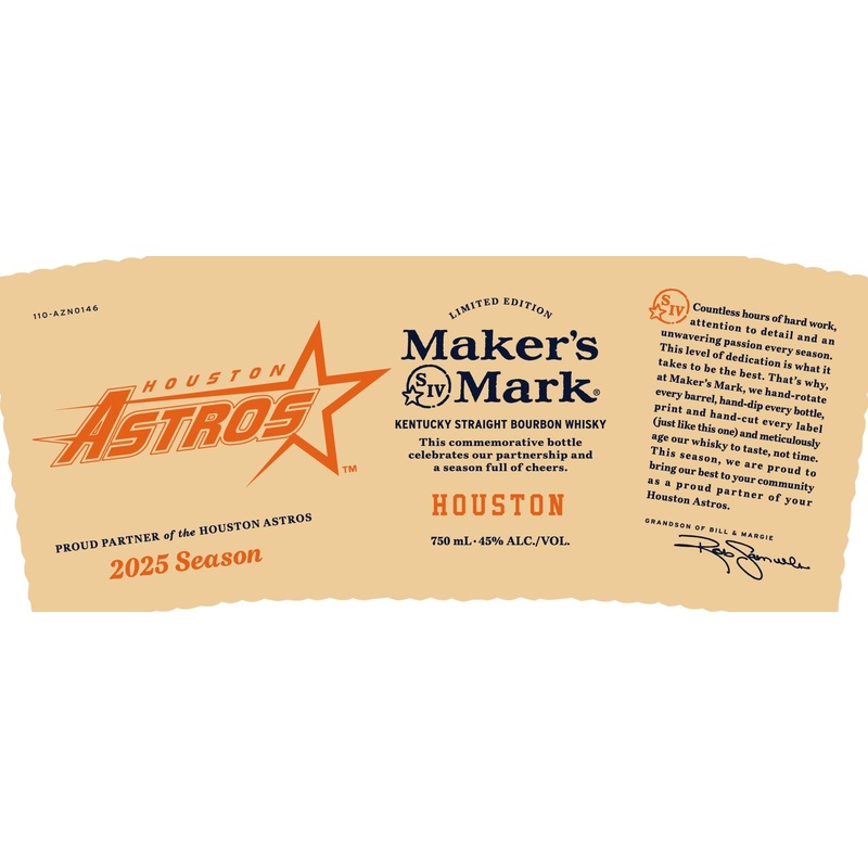 Maker’s Mark Houston Astros 2025 Limited Edition Kentucky Straight Bourbon Whiskey