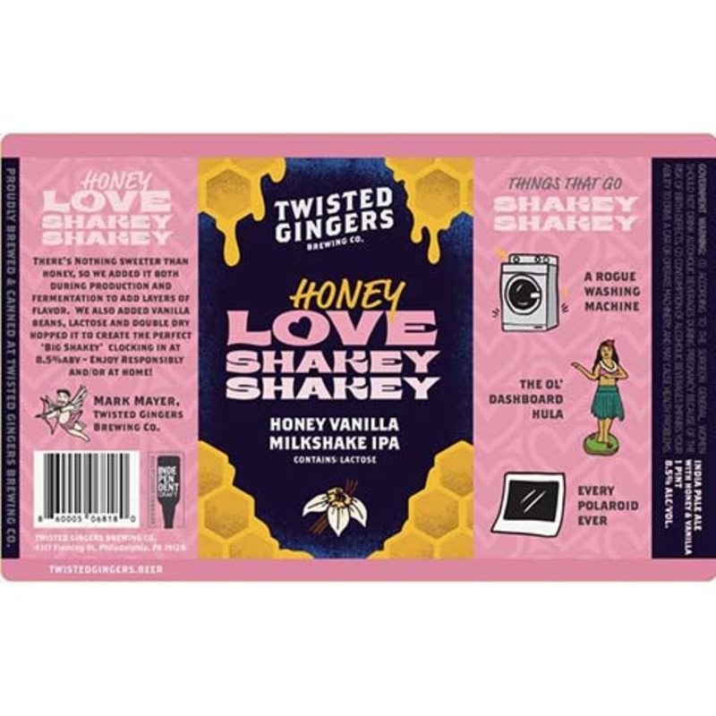 Twisted Gingers Honey Love Shakey Shakey Honey Vanilla Milkshake IPA 16OZ SINGLE CAN