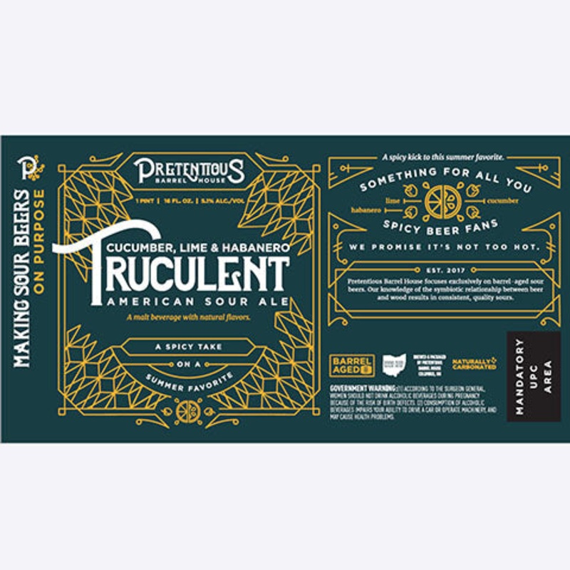 Pretentious Barrel Cucumber, Lime & Habanero Truculent American Sour Ale 16OZ SINGLE CAN
