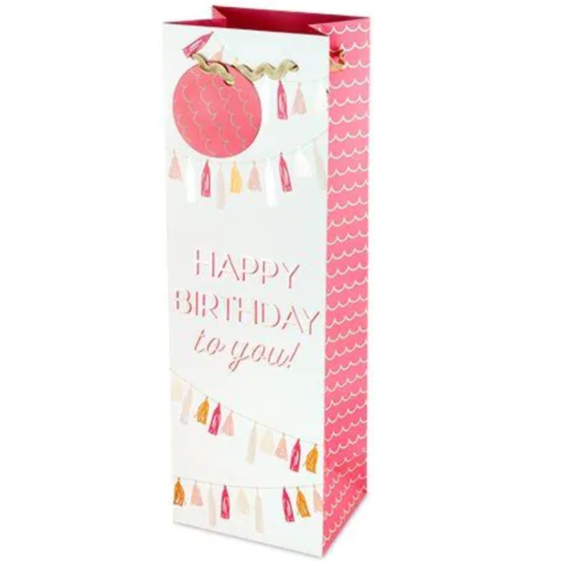 Happy Birthday Tassel Wine Gift Bag