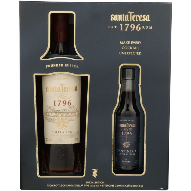 SANTA TERESA AGED RUM 1796 SOLERA 80 W/CANTINERO COFFEE BITTERS 750ML 750ML