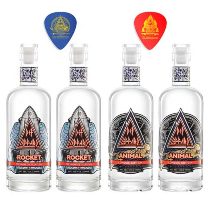 Def Leppard Limited Gin Guitar Picks Gift Box Set 4PK 700ML BTL with 2 Limited Guitar Picks