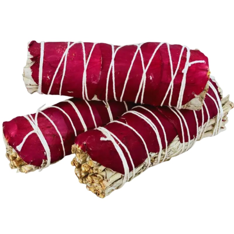Picki Nicki: White Sage Stick with Red Rose Petals