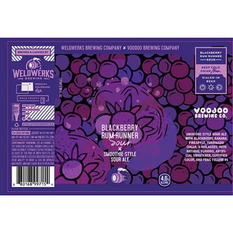 Weldwerks Blackberry Rum Runner Smoothie Sour Ale 16OZ SINGLE CAN