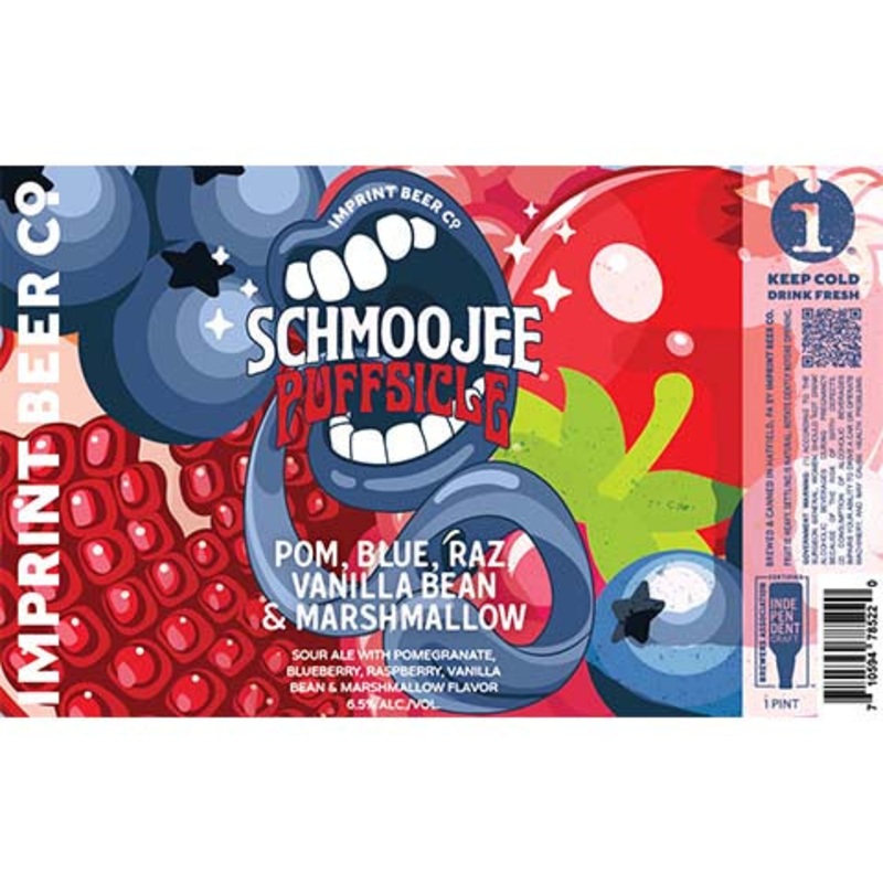 Imprint Schmoojee Puffsicle Pom, Blue Raz, Vanilla Bean & Marshmallow Sour 16OZ SINGLE CAN