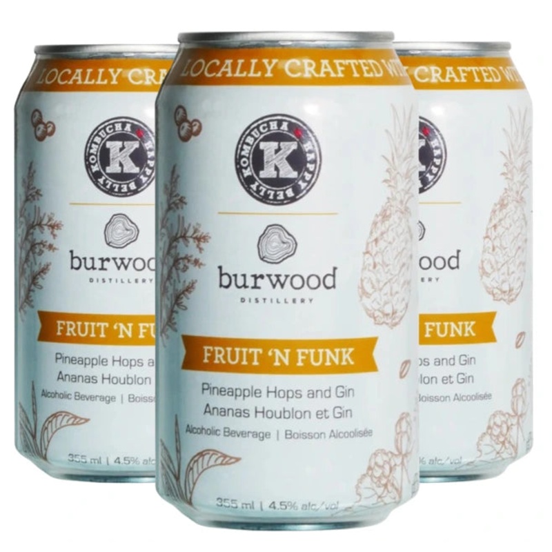 BURWOOD FRUIT & FUNK PINEAPPLE GIN KOMBUCHA 355ML 4PK CAN @ MacTaggart Ridge [1013418] 1420 ml