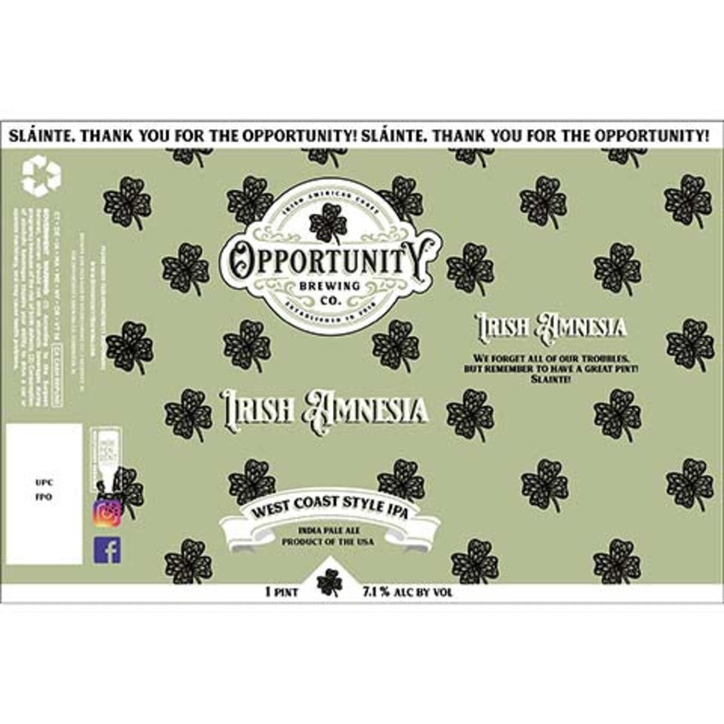 Opportunity Irish Amnesia West Coast IPA 16OZ SINGLE CAN