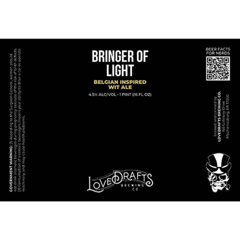 Lovedrafts Bringer Of Light Belgian Wit Ale 16OZ SINGLE CAN