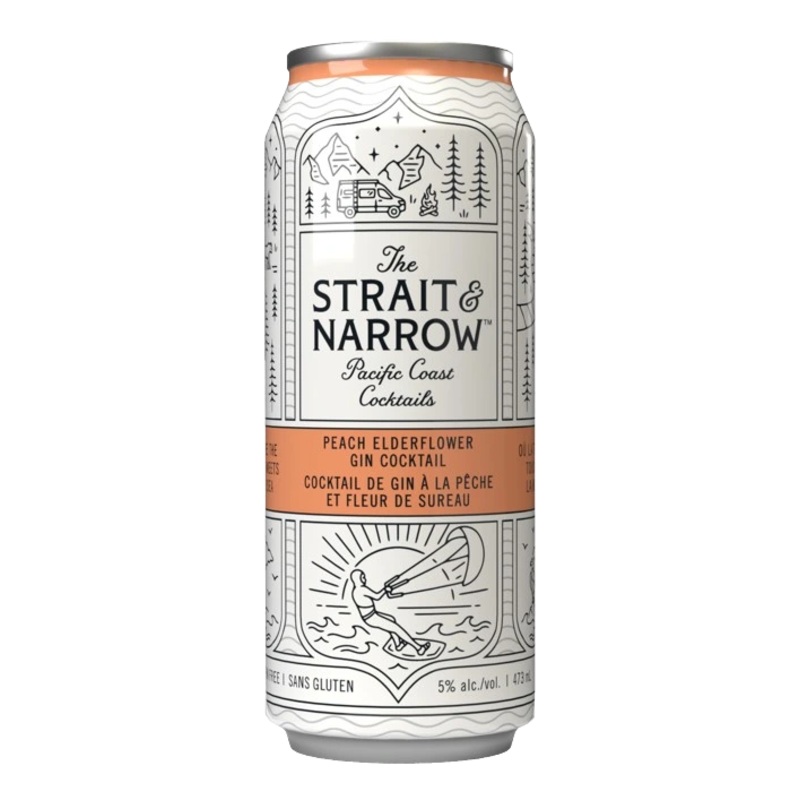 STRAIT & NARROW PEACH ELDERFLOWER GIN COCKTAIL 473ML CAN @ Red Deer [1051620] 473 ml
