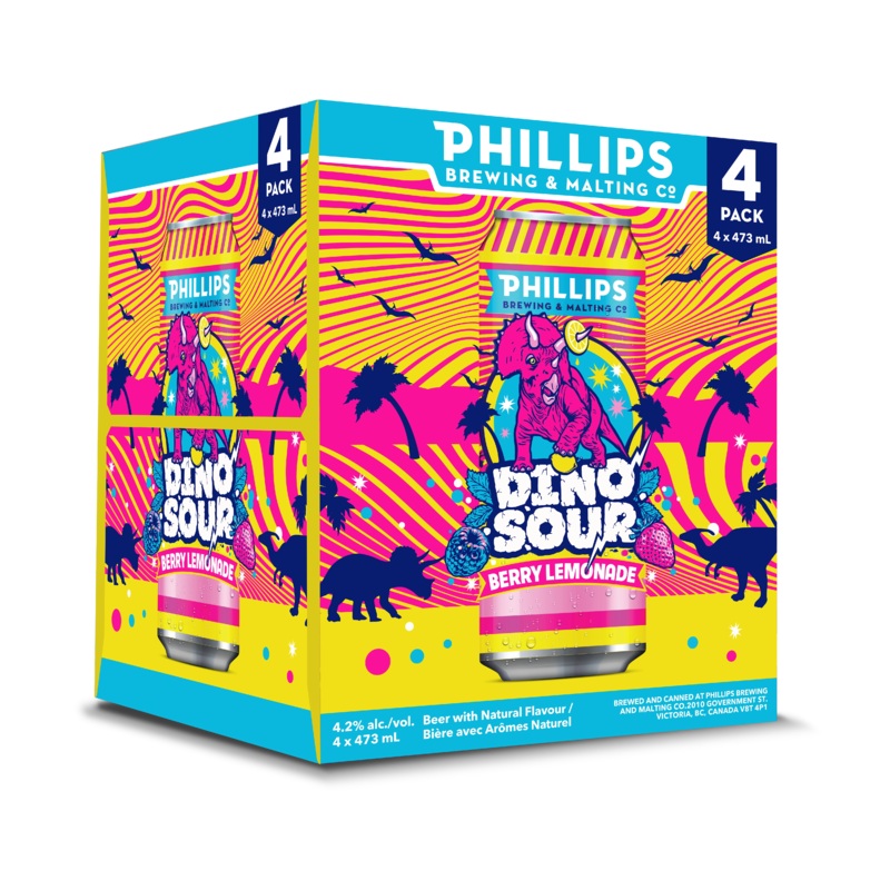 PHILLIPS DINOSOUR BERRY LEMONADE 473ML 4PK CAN @ Lethbridge [1056523] 1892 ml
