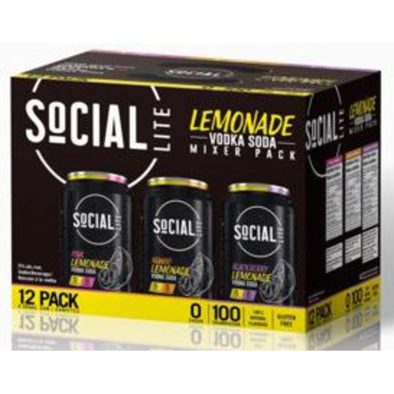 SOCIAL LITE LEMONADE MIX PACK 12 CANS