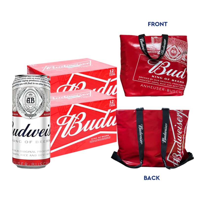 Buy 2x Case of Budweiser Beer 500ml Can x12 (Total 2 Cases) with FREE 1pc. Budweiser Cooler Bag