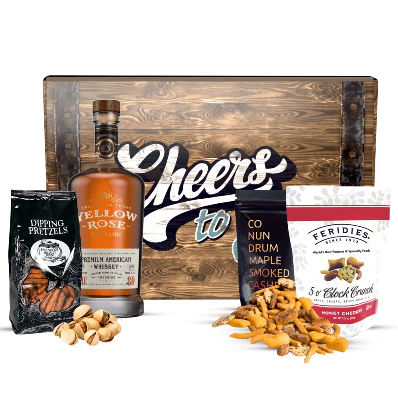 Yellow Rose Whiskey Gift Basket Cheers