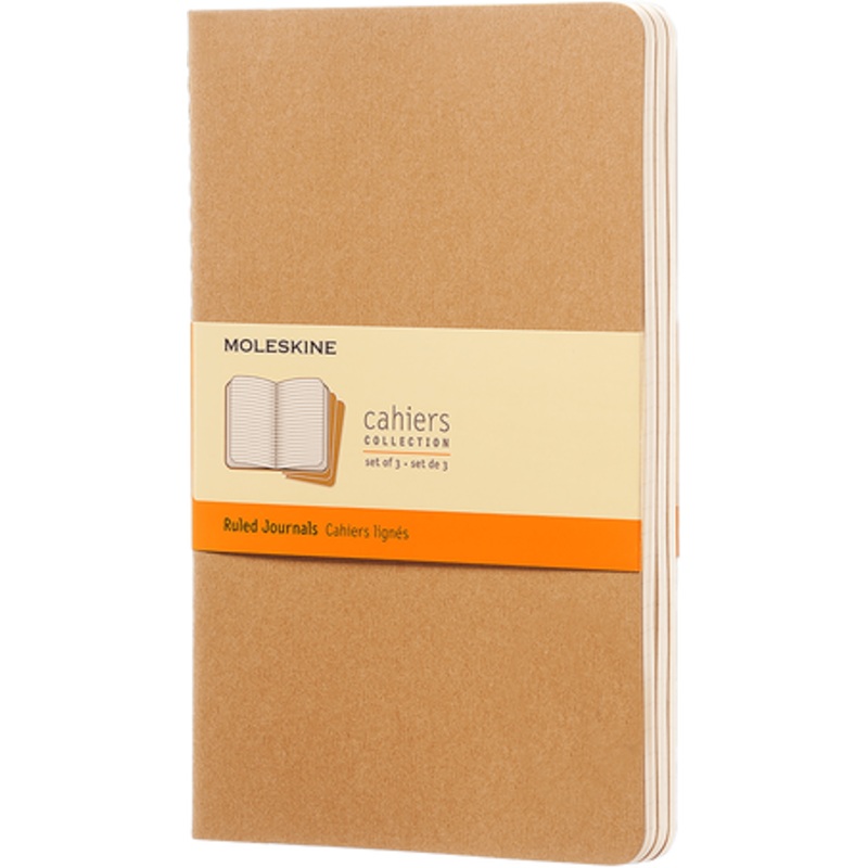 Moleskine Notebook:  Kraft Large Ruled Cahier [Set of 3]