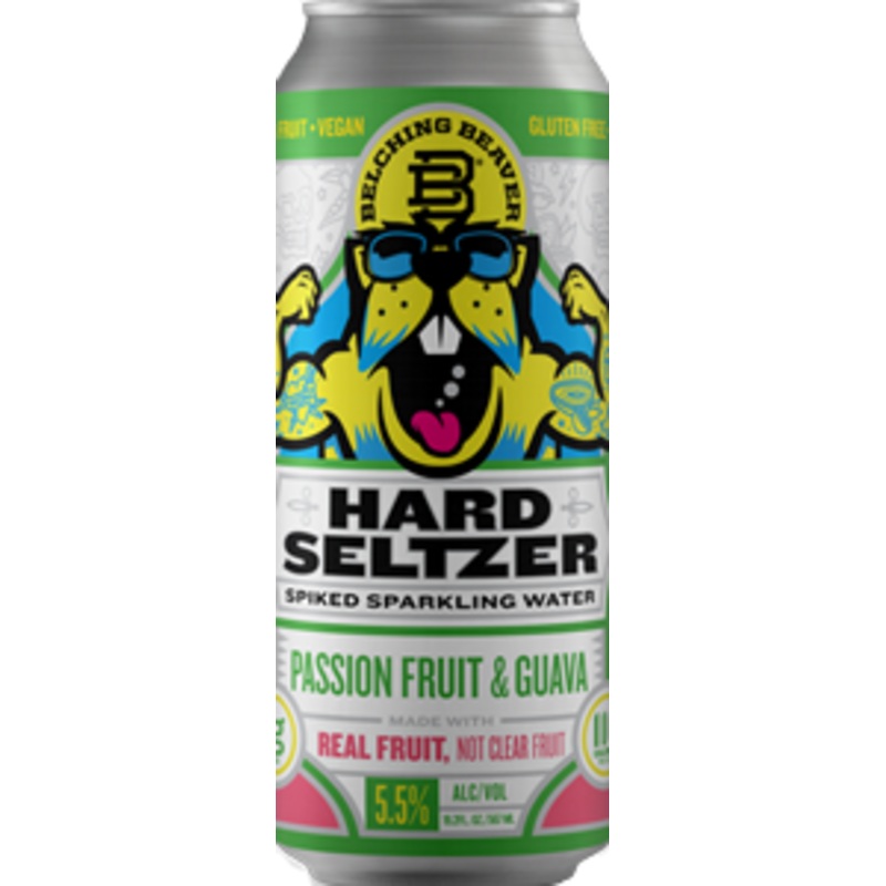 Belching Beaver Passion Fruit Guava Seltzer 24 – 12oz Cans, 6 Pack
