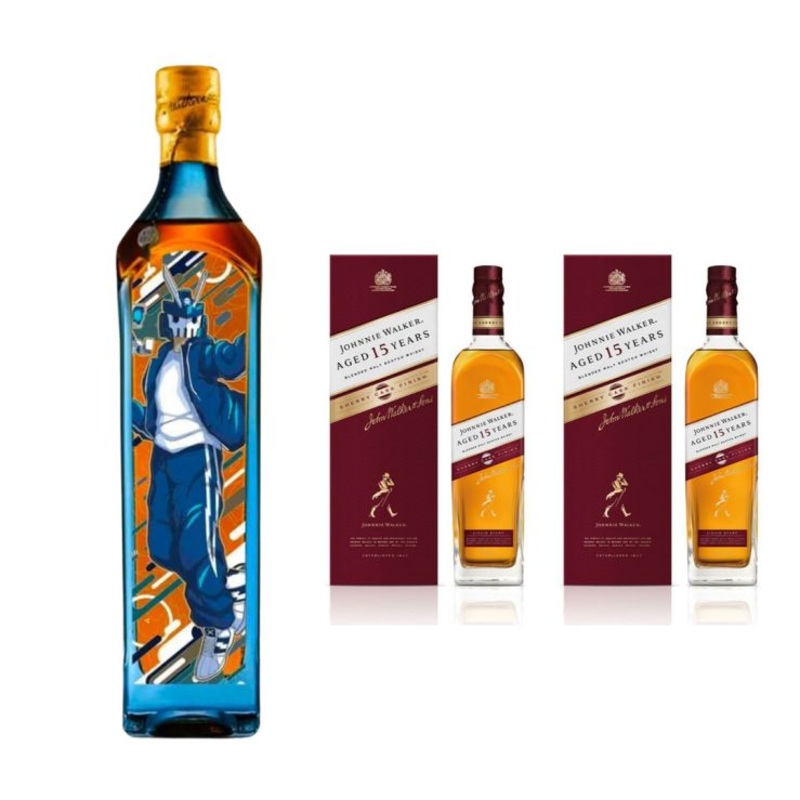 Buy 1x Johnnie Walker Blue Label 750ml Luxury Artist Collection “OG Blue” designed by Quiccs Maiquez with FREE 2x Johnnie Walker 15YO Sherry 700ml