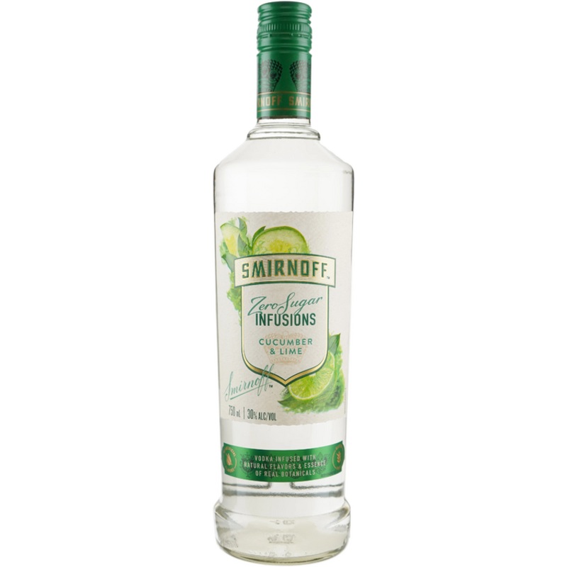 SMIRNOFF CUCUMBER & LIME FLAVORED VODKA ZERO SUGAR INFUSIONS 60 750ML 750ML