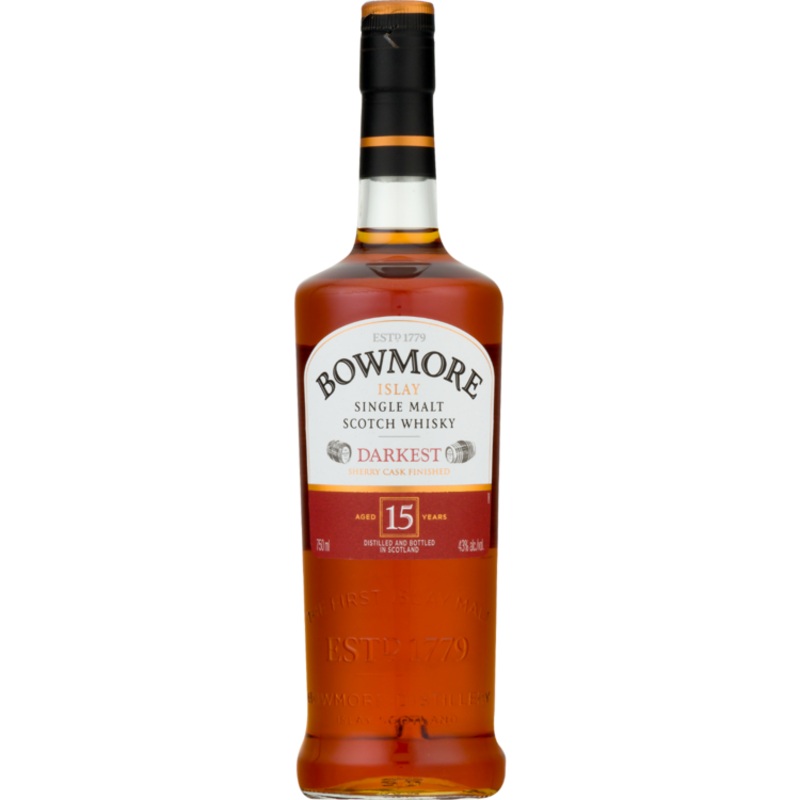 BOWMORE SINGLE MALT SCOTCH DARKEST 15 YR 86 750ML 750ML