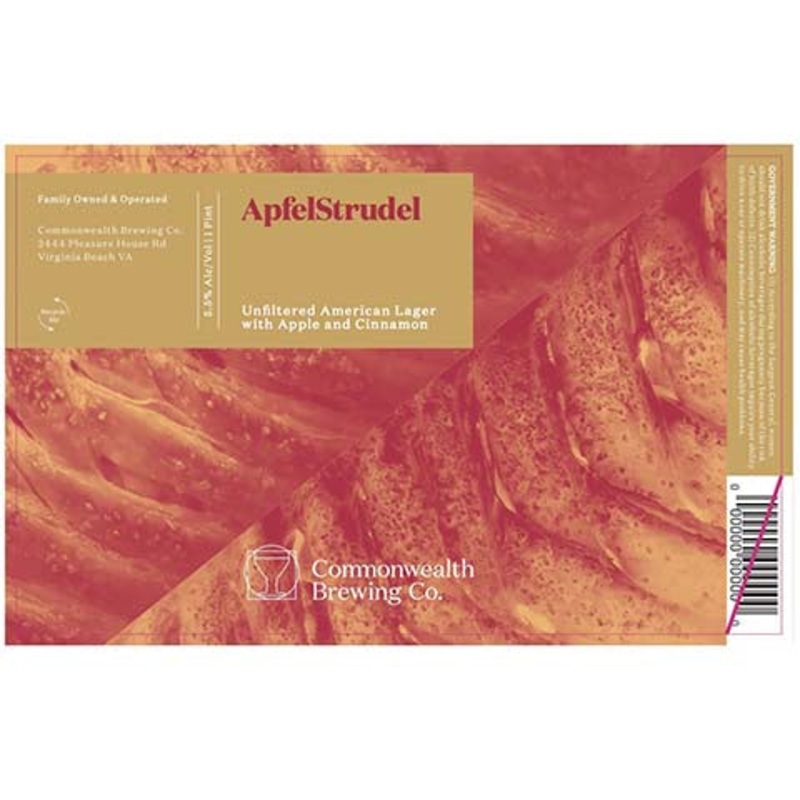 Commonwealth Apfelstrudel Lager 16OZ SINGLE CAN