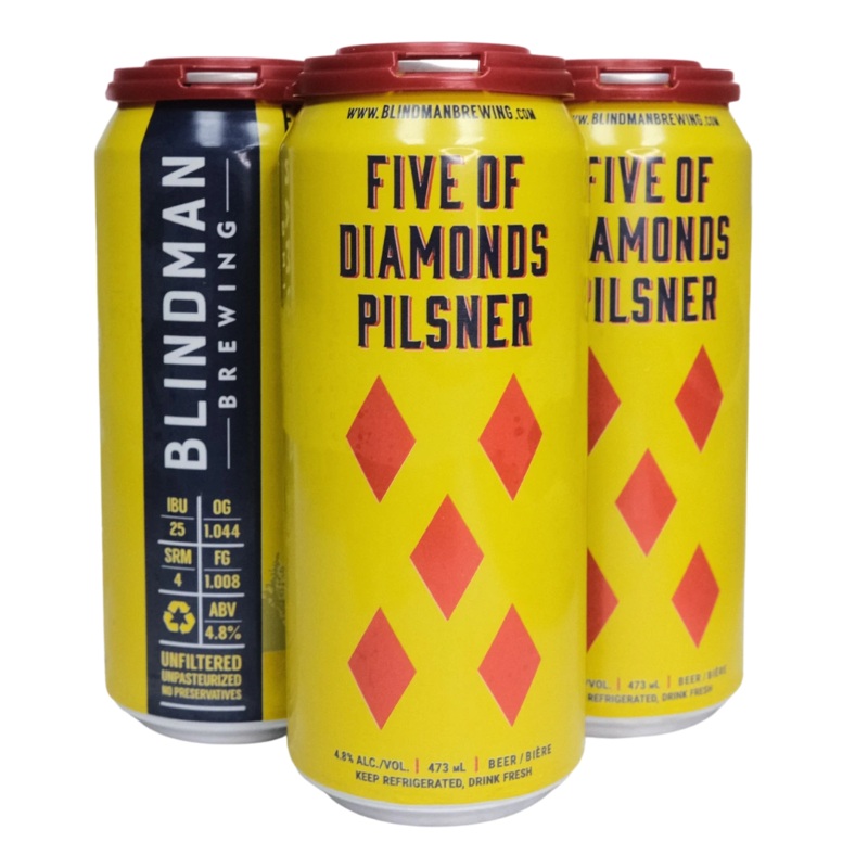 BLINDMAN FIVE OF DIAMONDS PILSNER 473ML 4PK CAN @ MacTaggart Ridge [1010001] 1892 ml