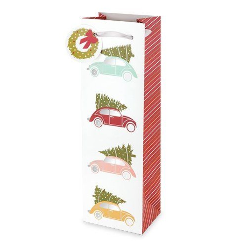 Christmas Tree Cars Wine Gift Bag