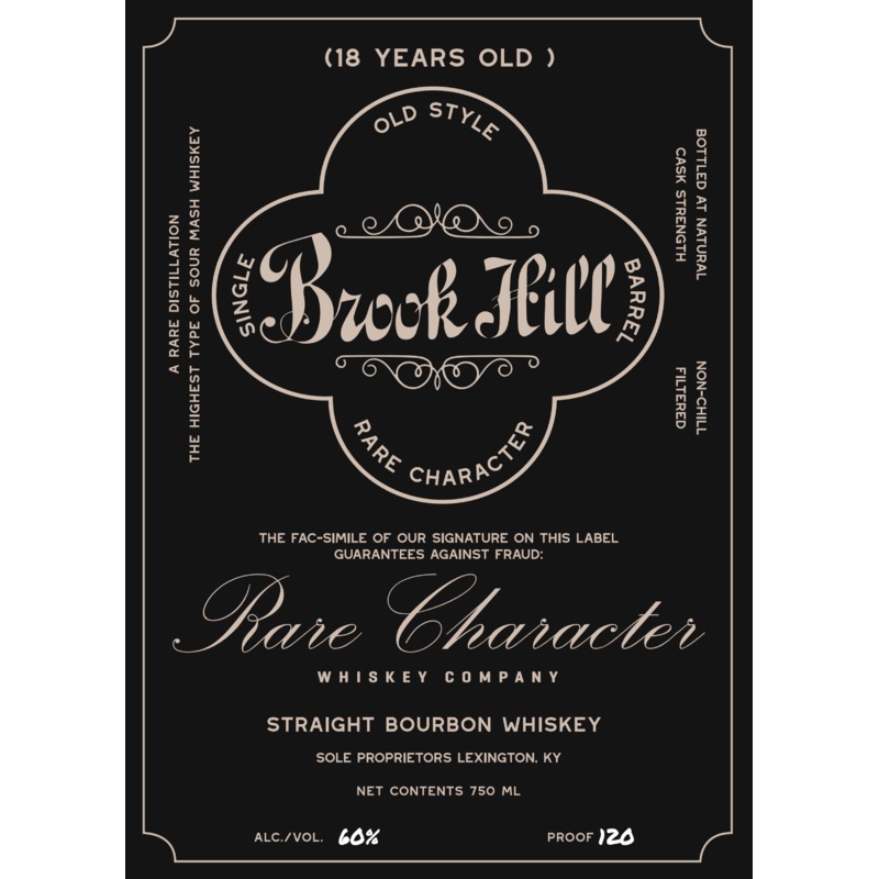 Brook Hill 18 Year Old Straight Bourbon Whiskey Rare Character