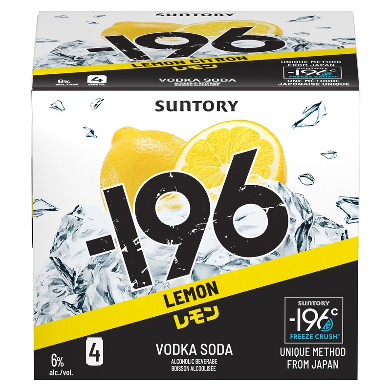 SUNTORY -196 LEMON VODKA SODA 355ML 4PK CAN @ MacTaggart Ridge [1056157] 1420 ml