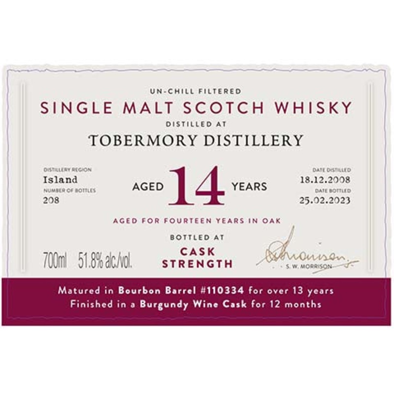 A.D. Rattray Tobermory Aged 14 Years Single Malt Scotch Whisky 700ML BTL
