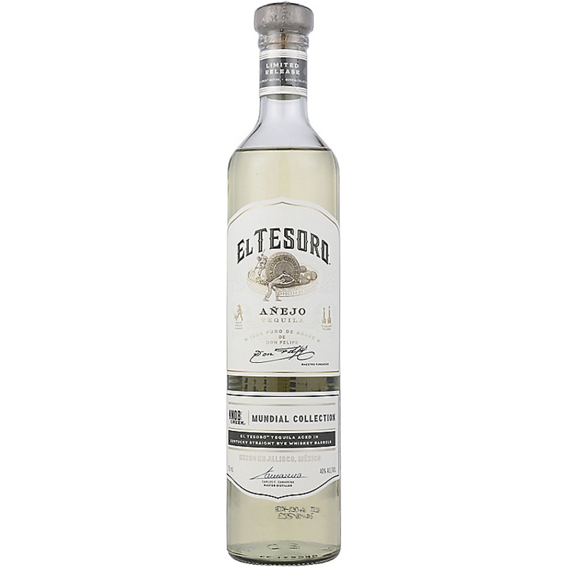 EL TESORO TEQUILA ANEJO MUNDIAL COLLECTION AGED IN KNOB CREEK EL TESORO KENTUCKY STRAIGHT RYE BARRELS 80 750ML 750ML