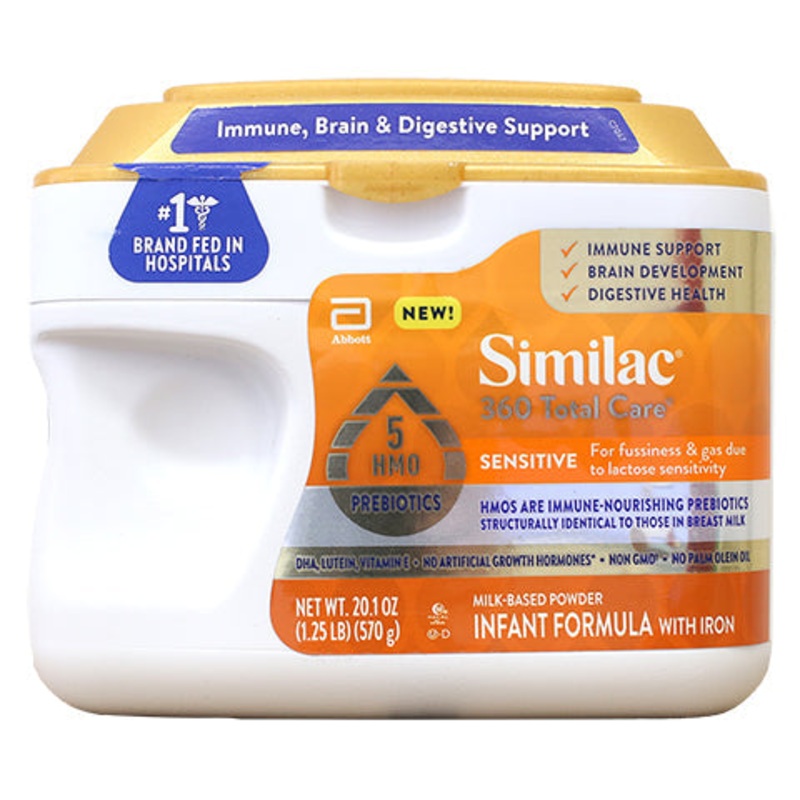 Similac 360 Total Care Sensitive Infant Formula, with 5 HMO Prebiotics 20.1OZ Container