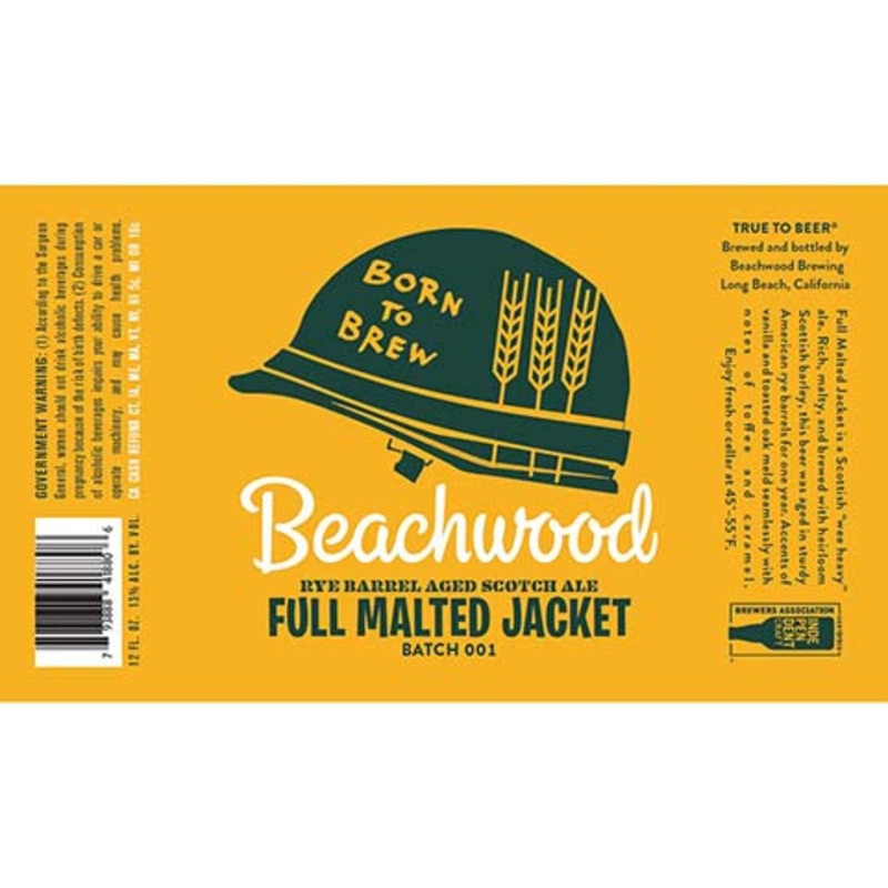 Beachwood Rye Barrel Aged Full Malted Jacket Scotch Ale 12OZ SINGLE BTL