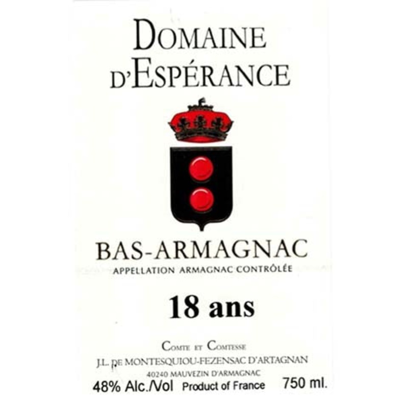 Domaine D’Esperance 18 ans Bas Armagnac 750ML BTL