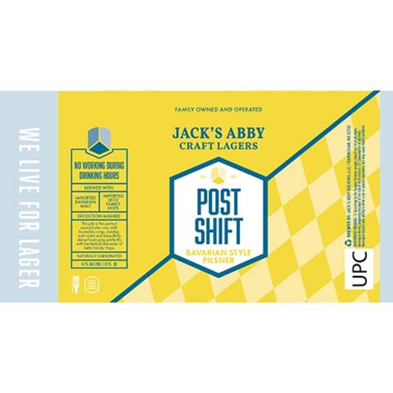 Jack’s Abby Post Shift Pilsner 12OZ SINGLE CAN