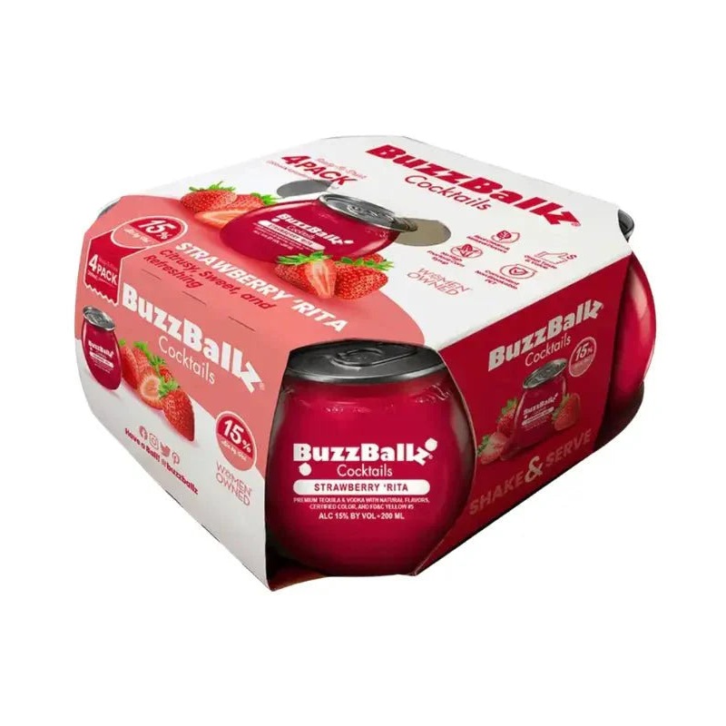 Buzzballz Strawberry ‘RIta Pre-Mixed Cocktails 4-Pack