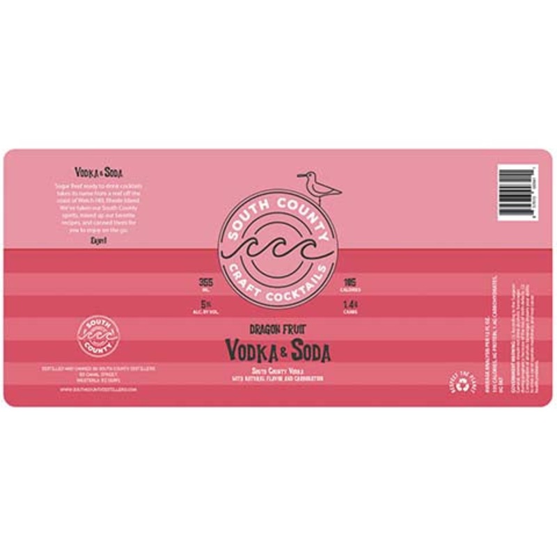 South County Dragon Fruit Vodka & Soda 12OZ SINGLE CAN