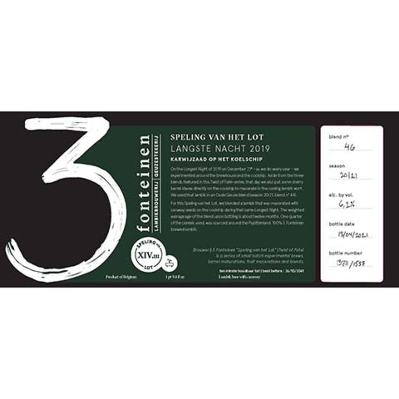 3 Fonteinen Svhl Langste Nacht Karwijzaad 2019 750ML BTL