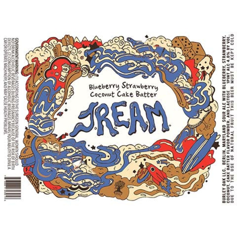 Burley Oak Blueberry Strawberry Coconut Cake Batter JREAM Sour Ale 16OZ SINGLE CAN