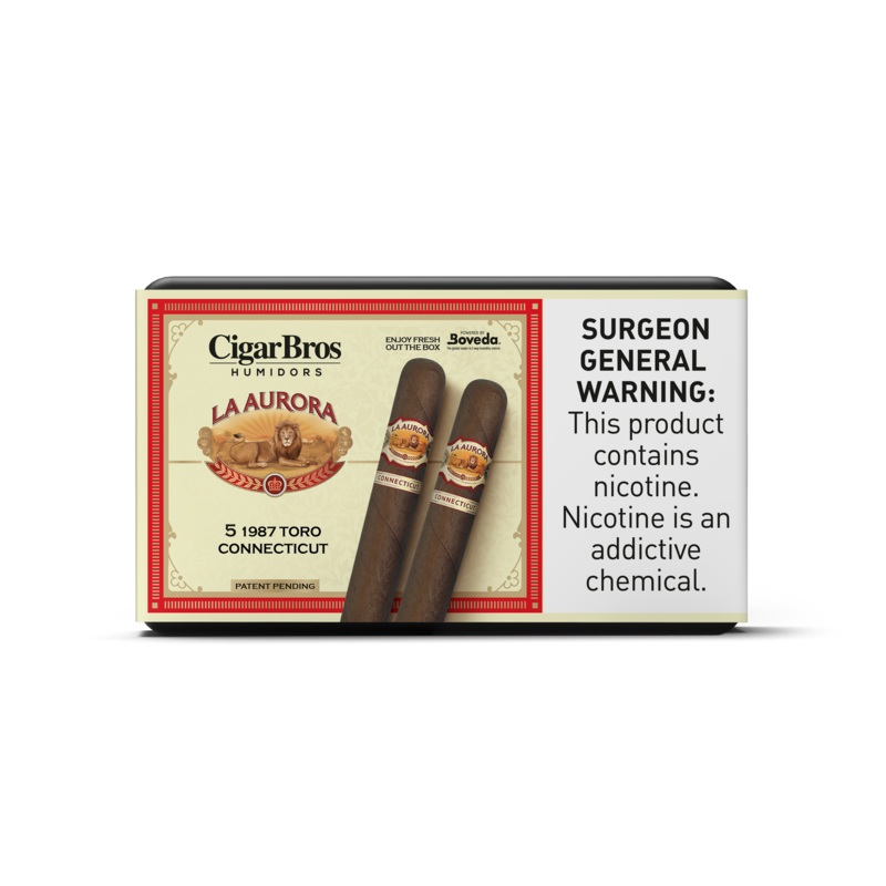 La Aurora by CigarBros 5ct La Aurora 1987 Toro Connecticut + 5% Discount + FREE Humidor