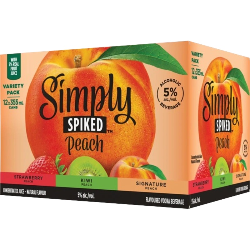 SIMPLY SPIKED PEACH VARIETY PACK 355ML 12PK CAN @ Emerald Hills [1051032] 4260 ml