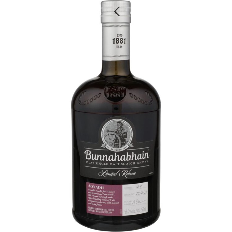 BUNNAHABHAIN SINGLE MALT SCOTCH AONADH LIMITED RELEASE 10 YR 112 750ML 750ML