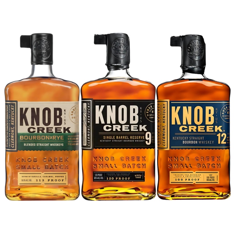 Knob Creek Bourbon Bundle: Bourbon X Rye, 9 Year Single Barrel, 12 Year Small Batch