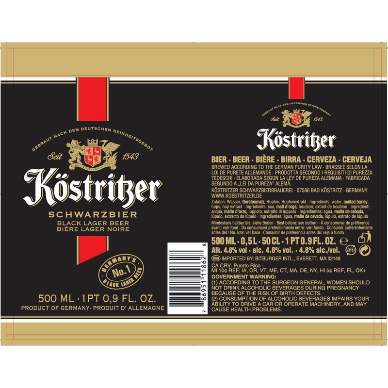KOSTRITZER SCHWARZBIER BLACK LAGER 4/6PK 11.2 oz (24 Pack)