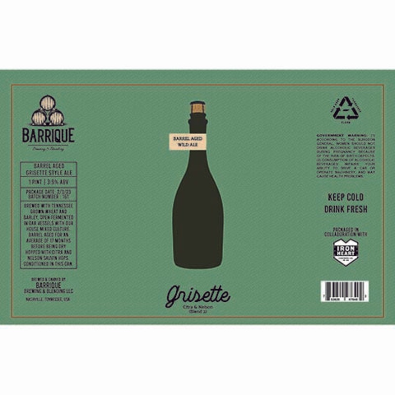 Barrique Grisette Barrel Aged Wild Ale (Blend 2) 16OZ SINGLE CAN