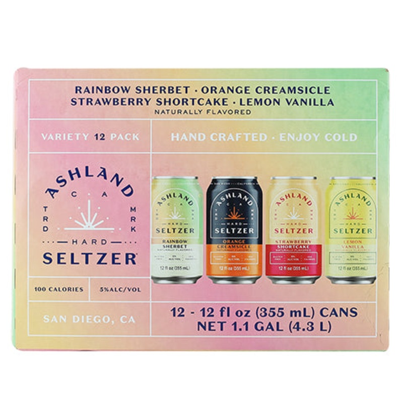 Ashland Hard Seltzer Rainbow Ice Cream Variety Pack 12PK 12OZ CAN